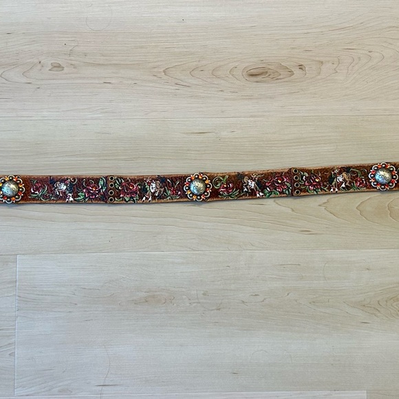 Brown Leather Western Belt with Hand Painted Design main image 4